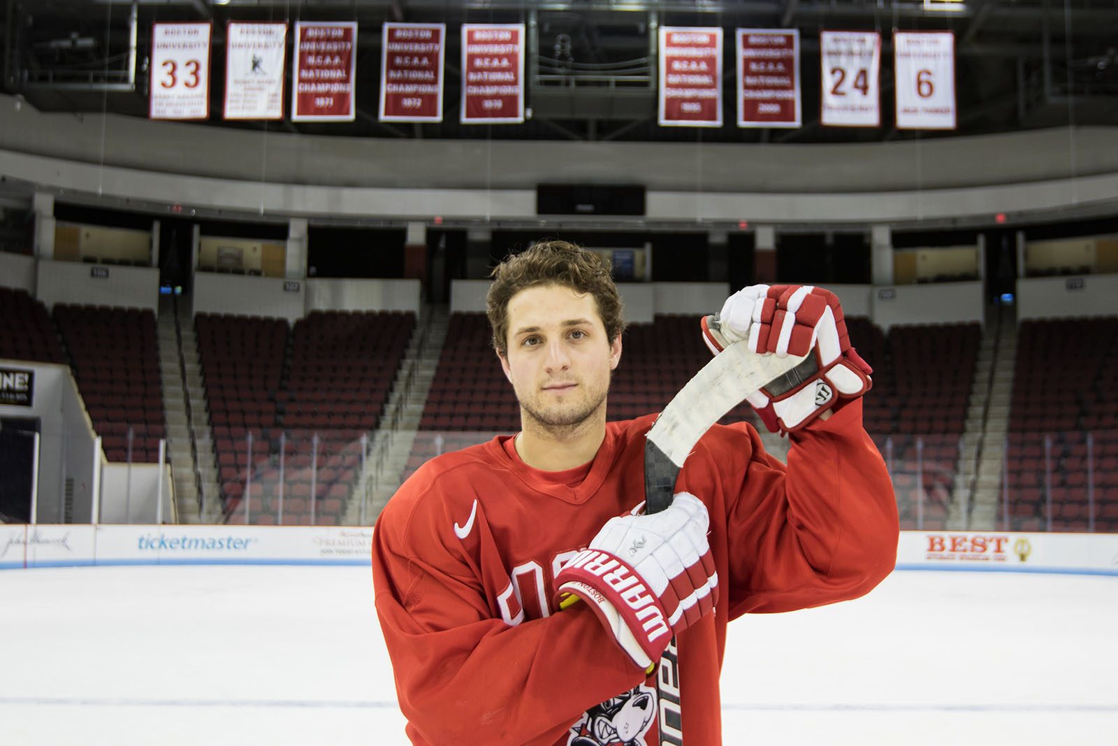 Senior forward Nick Roberto is back and has emerged as a leader for the Terriers. PHOTO BY JUSTIN HAWK/ DAILY FREE PRESS STAFF